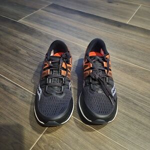 Saucony Black and Orange Athletic Shoes with Cushioned Midsole